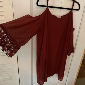 Maurice’s maroon cold shoulder dress